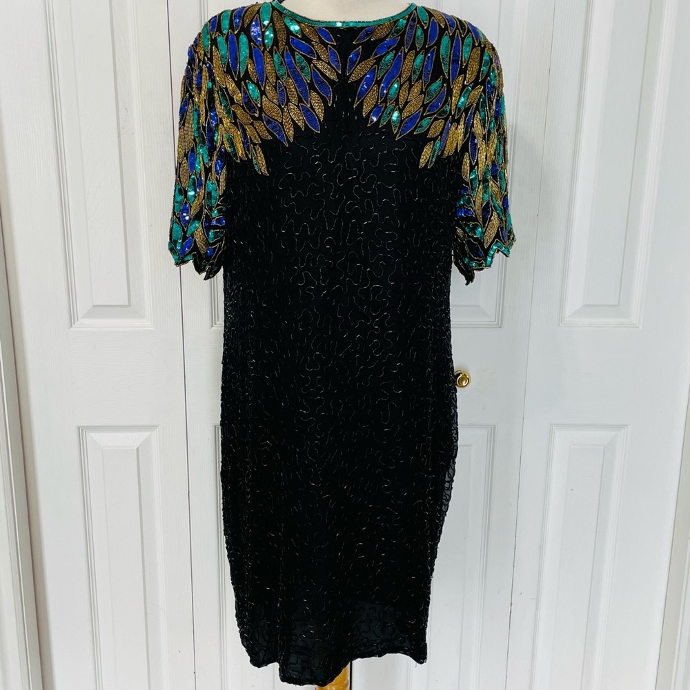 Incredible Vintage Laurence Kazar Silk Beaded Dress